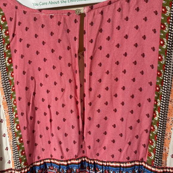 Sundance Peasant Top SZ M Paisley Floral Pink White Cream V Neck Boho Prairie - Picture 5 of 6